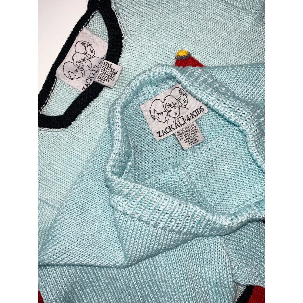 Zackali 4 Kids Car Baby Boy Blue‎ Knit Shirt and Shorts Set made in Armenia